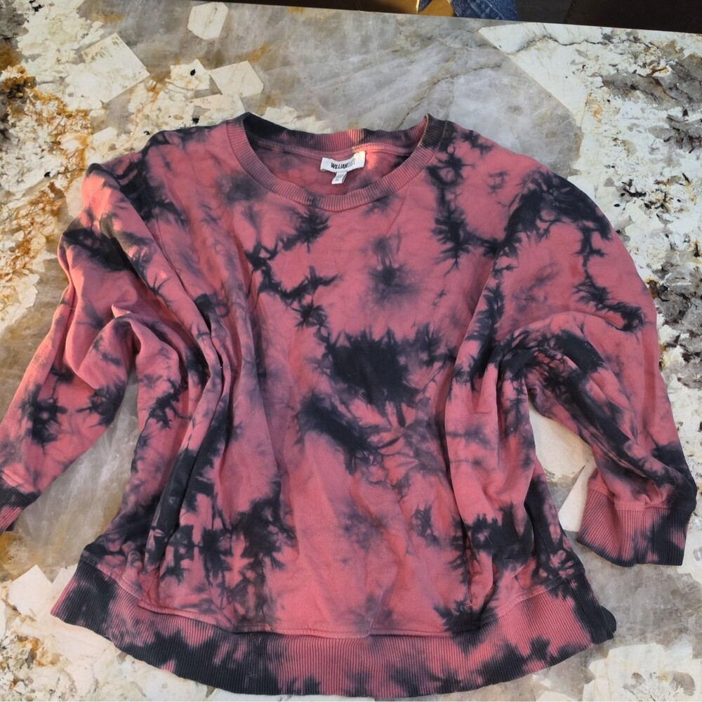William Rast Cropped Tie Dye 3/4 Sleeve Sweatshirt Size L oversize